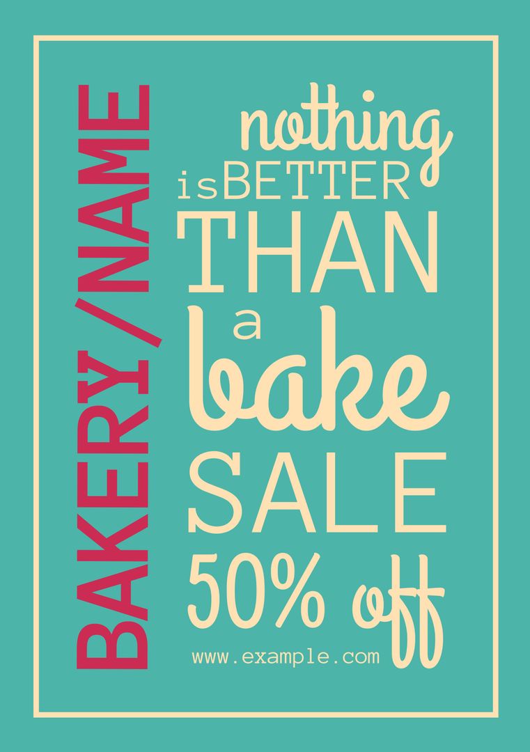 Colorful Bakery Sale Poster with 50 percent Discount Announcement - Download Free Stock Templates Pikwizard.com