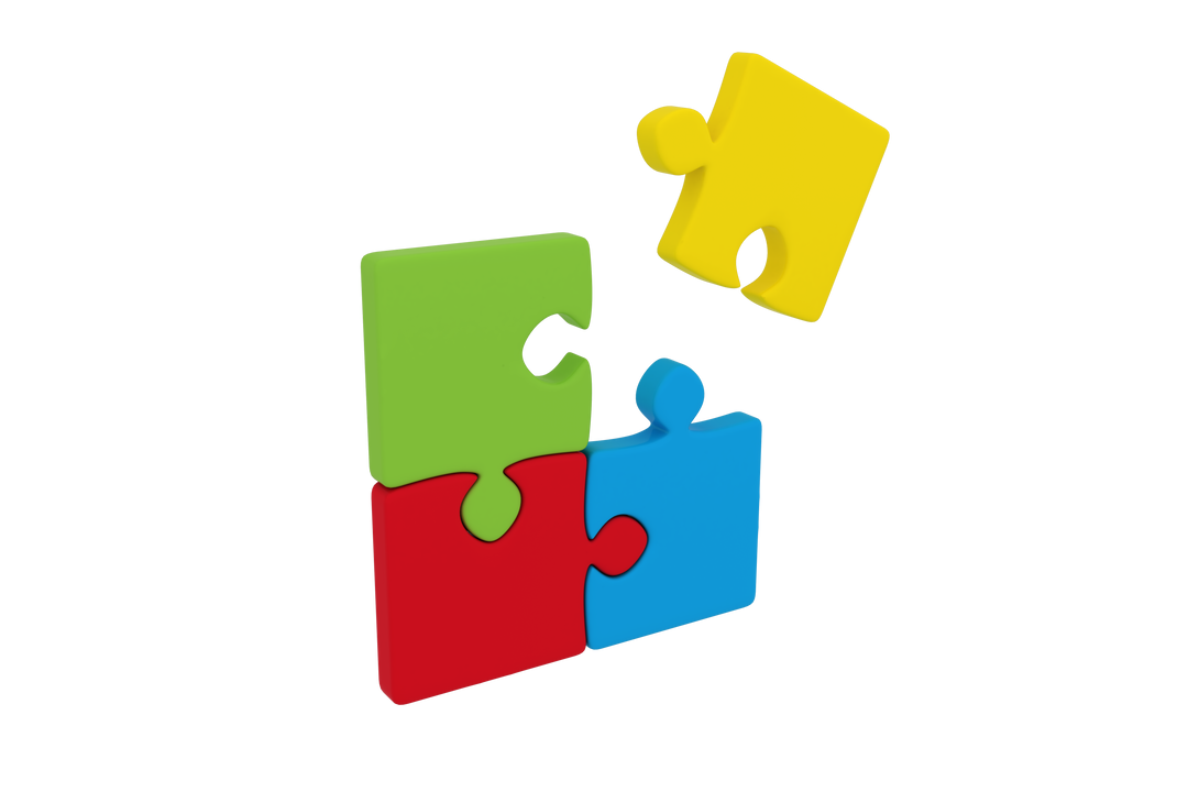 Colorful Puzzle Pieces on Transparent Background with Missing Element - Download Free Stock Images Pikwizard.com