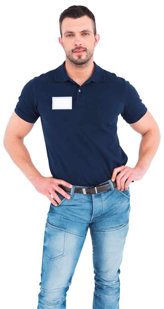 Confident Man in Casual Attire on Transparent Background