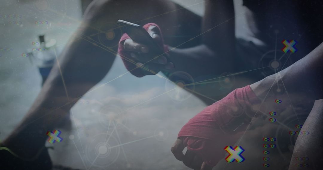 Athlete Prepares for Workout Taping Hands for Training Session