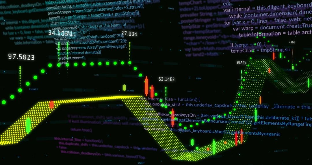Digital Data Processing with Code and Graphs on Black Background - Free Images, Stock Photos and Pictures on Pikwizard.com