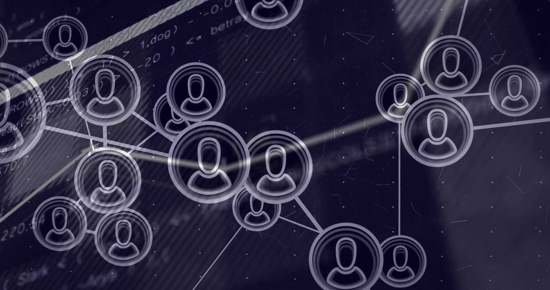 Network of User Icons in Dark Digital Interface