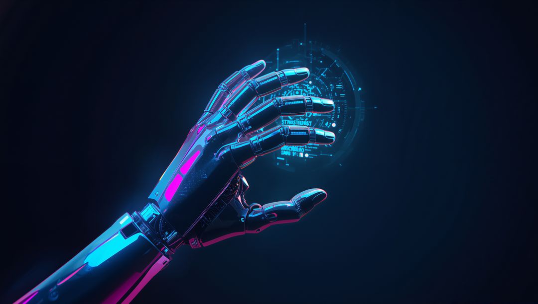 Robotic Hand Controlling Futuristic Holographic Interface