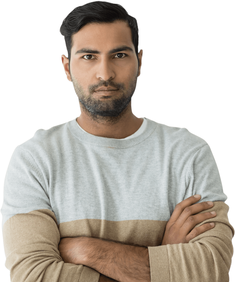 Transparent Confident Indian Businessman with Arms Crossed