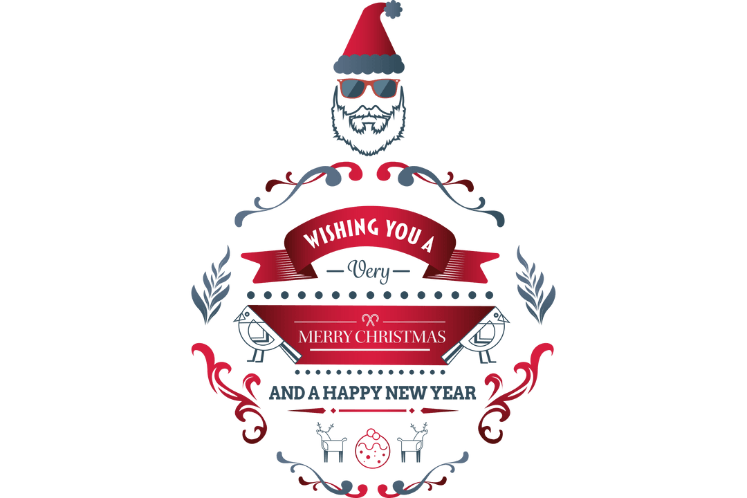 Transparent Christmas and New Year Greeting Ornament Design