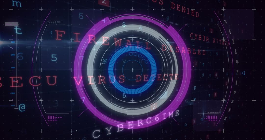 Cybersecurity Concept with Digital Target and Warning Messages