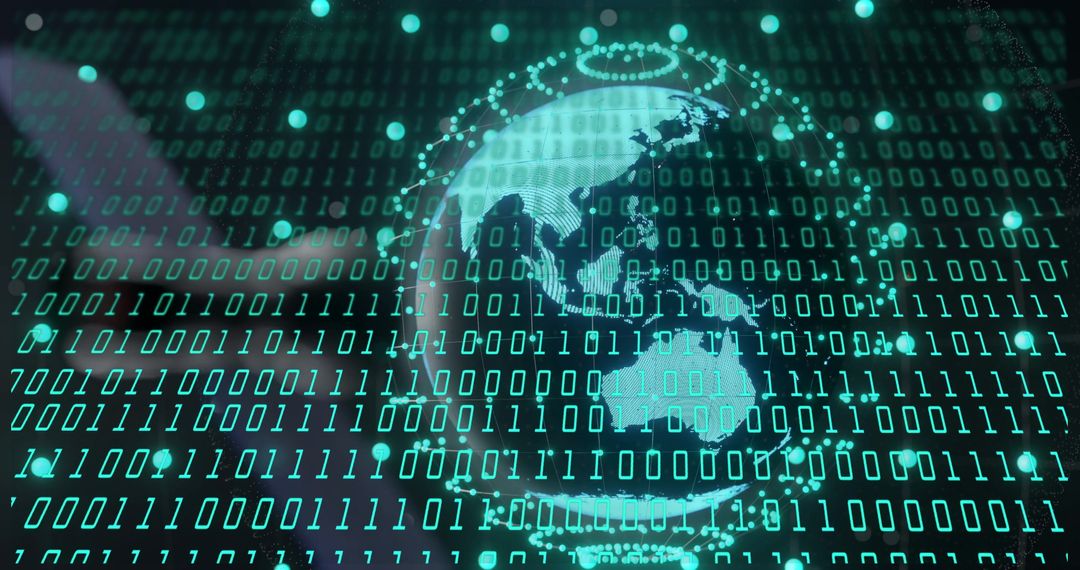 Digital Data Processing Over Binary Globe - Free Images, Stock Photos and Pictures on Pikwizard.com