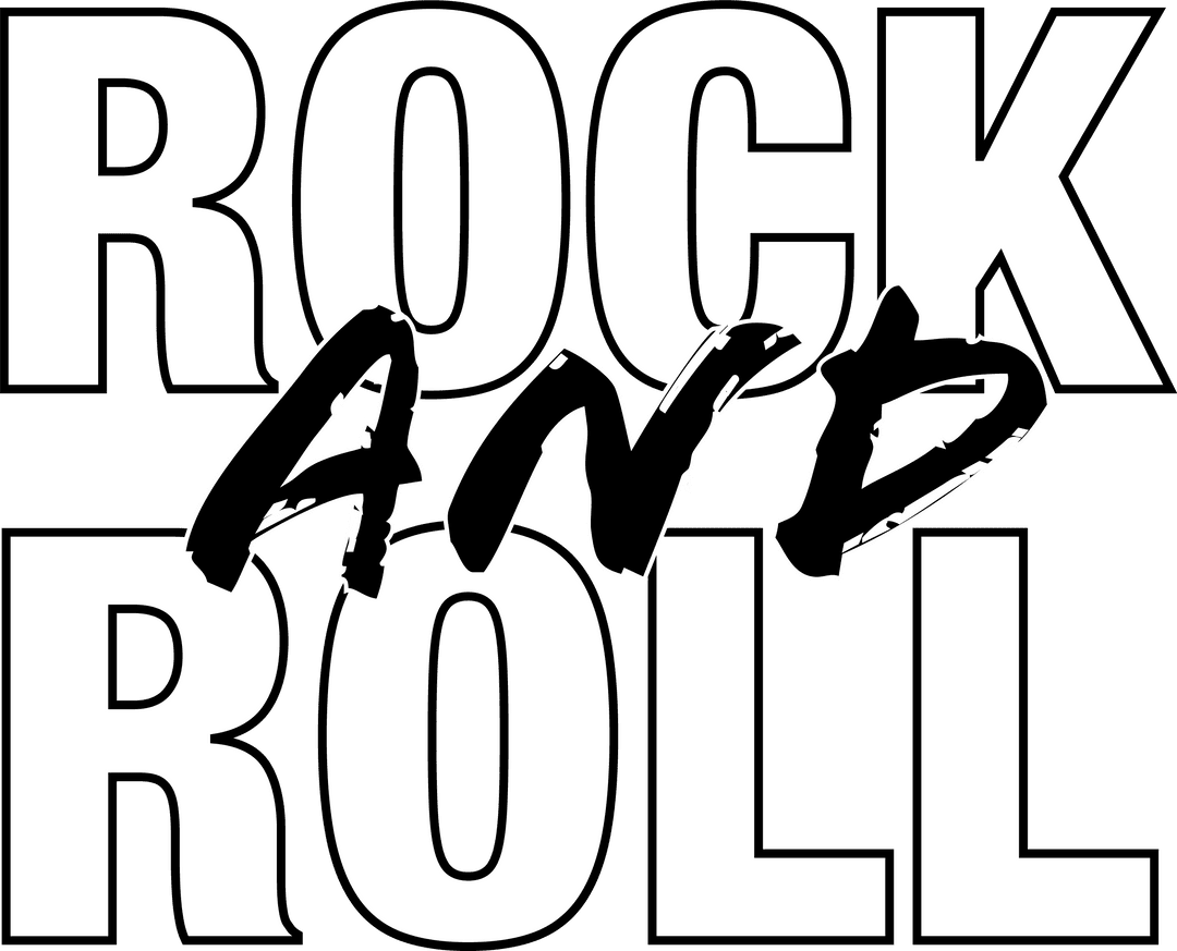 Rock and Roll Typography on Transparent Background