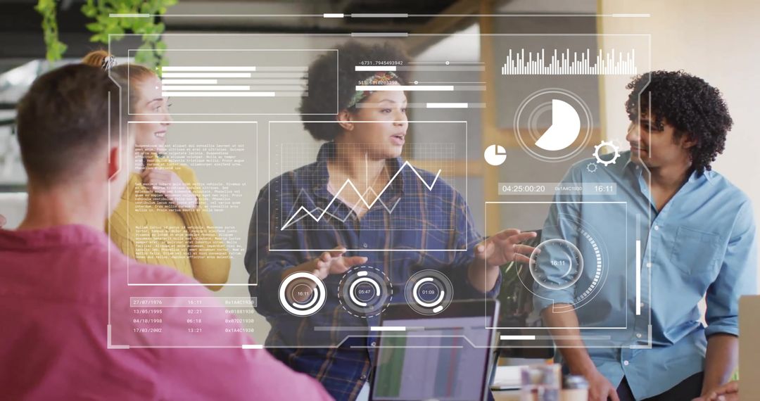 Diverse Team Discussing Data and Analytics in Modern Office