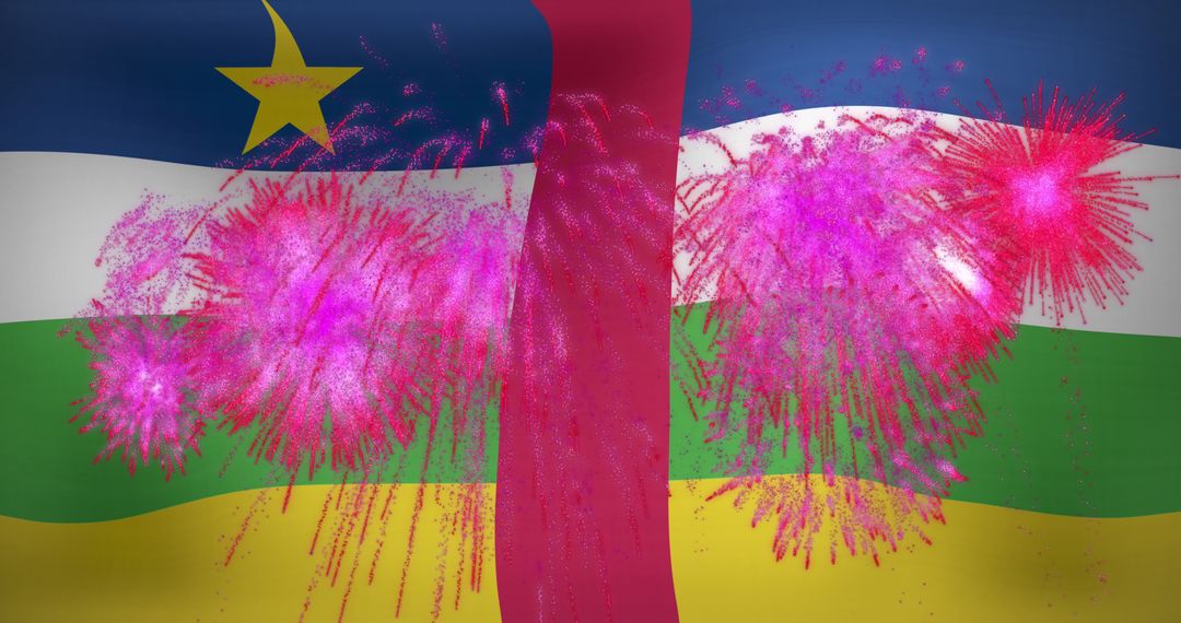 Fireworks Exploding Over Central African Republic Flag