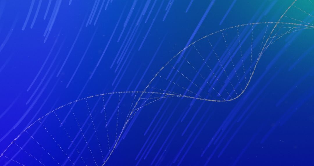 Digitally Generated Rotating DNA Strand on Blue Background
