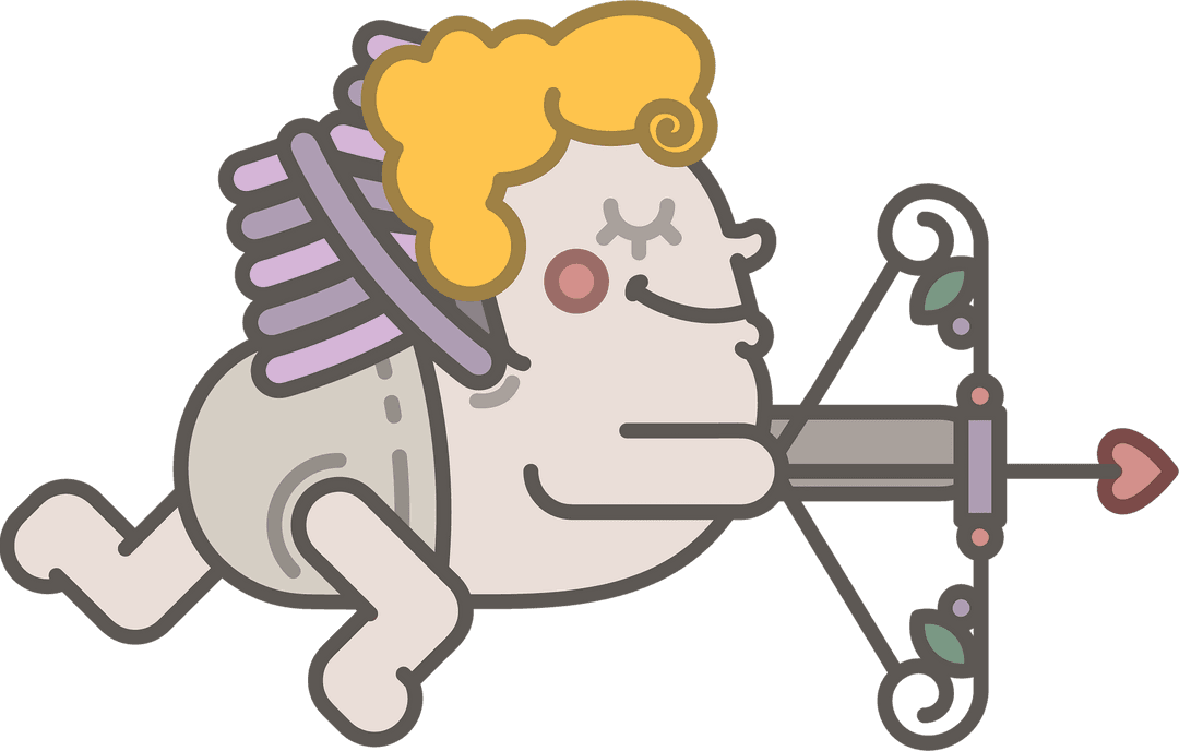 Cute Cartoon Cupid with Arrow on Transparent Background