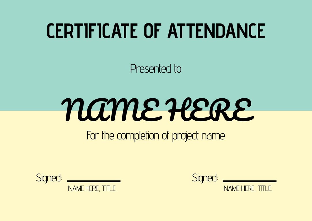 Classic Certificate of Attendance Template Design - Download Free Stock Templates Pikwizard.com