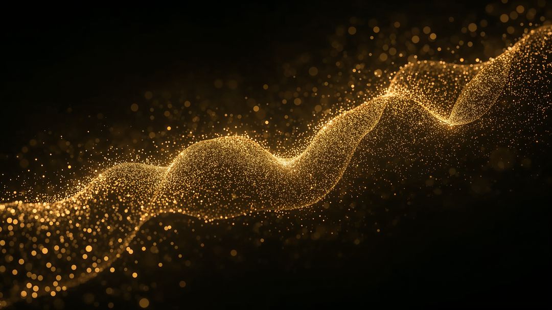 Abstract Golden Wave Motion Glitter Sparkling Digital Art