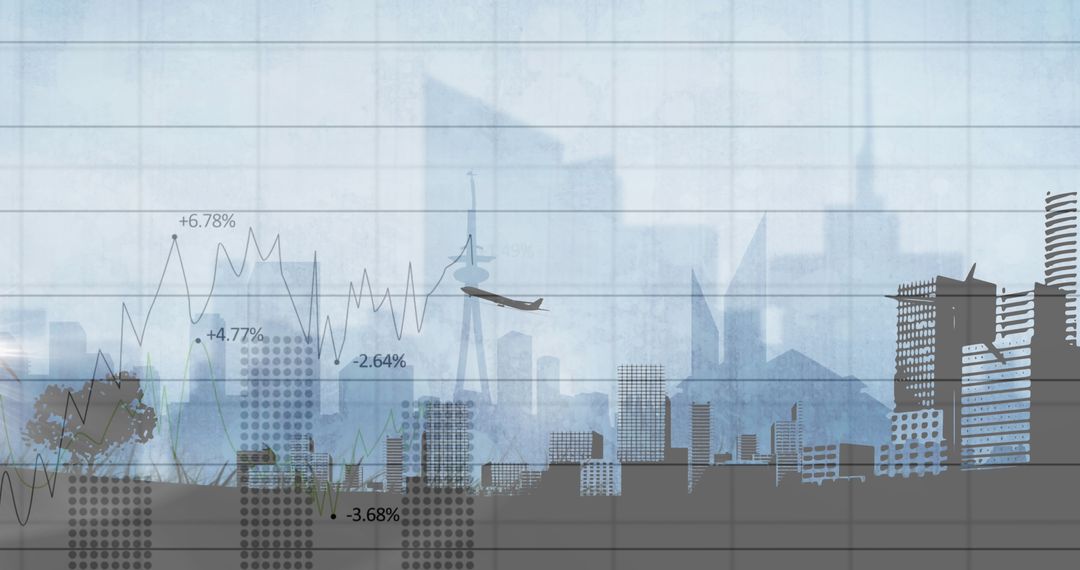 Data and Shipping Concept with Airplane and Cityscape