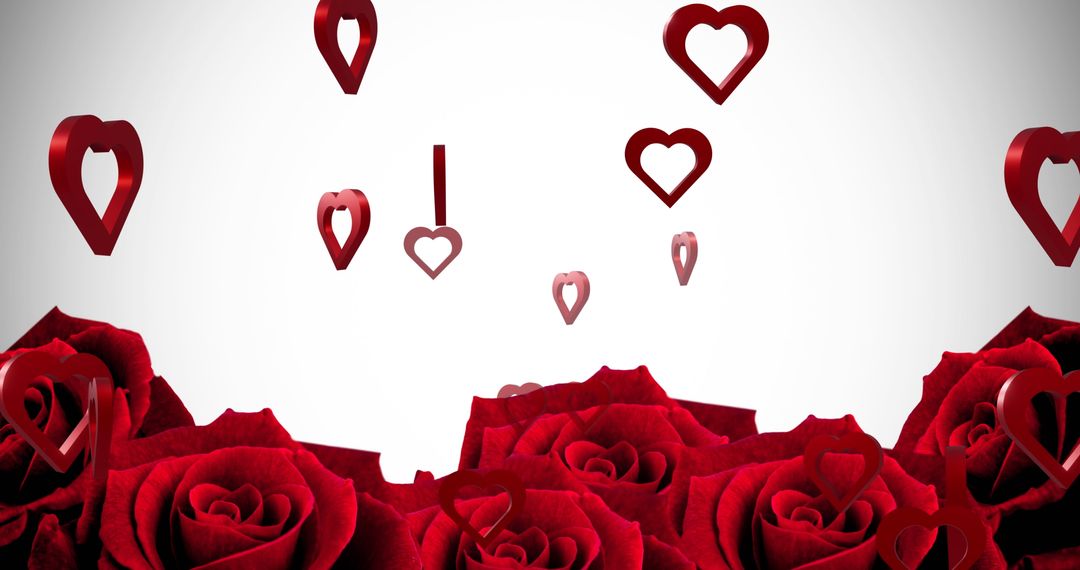 Floating Red Hearts Over Roses on White Background - Free Images, Stock Photos and Pictures on Pikwizard.com