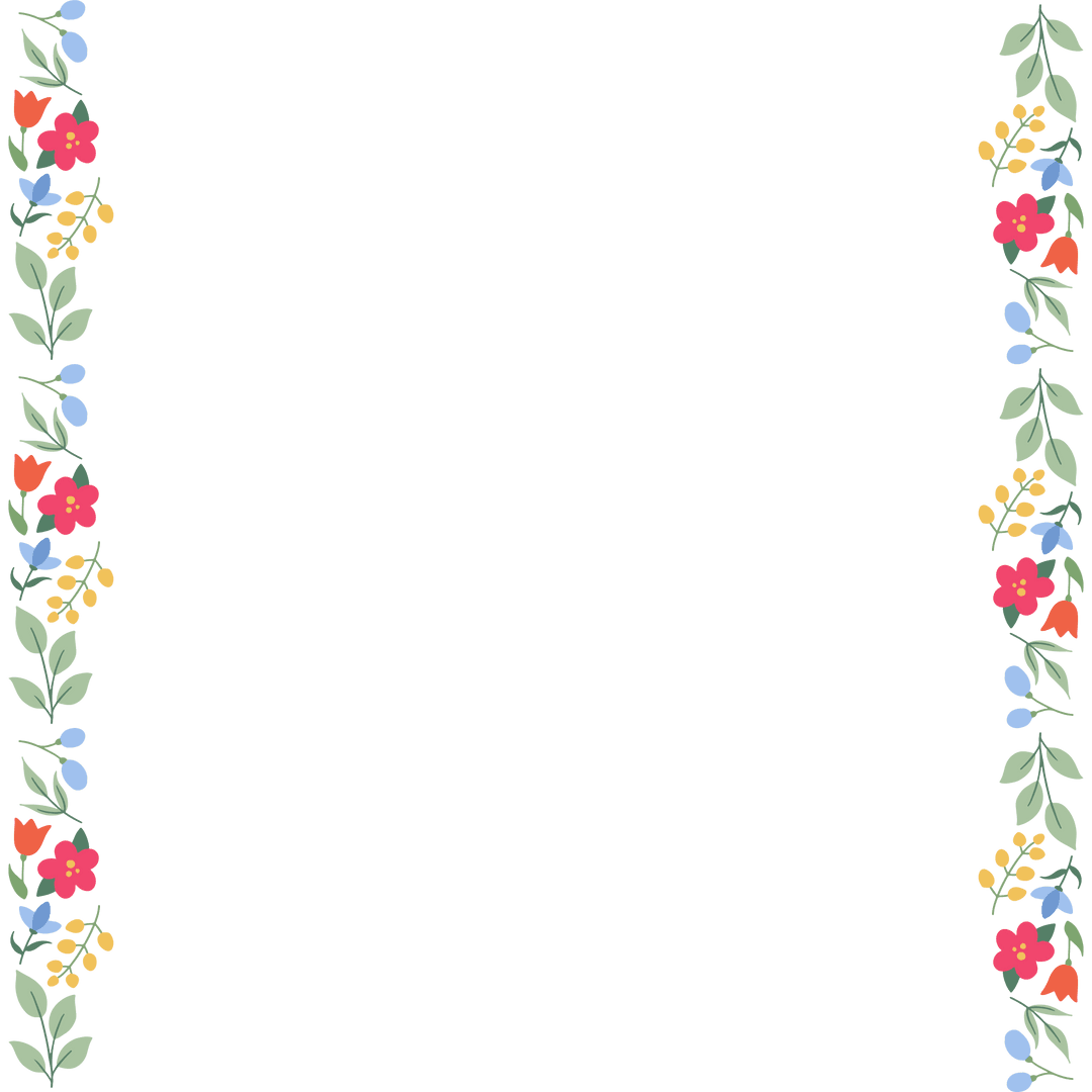Ornamental Botanical Floral Border with Transparent Background