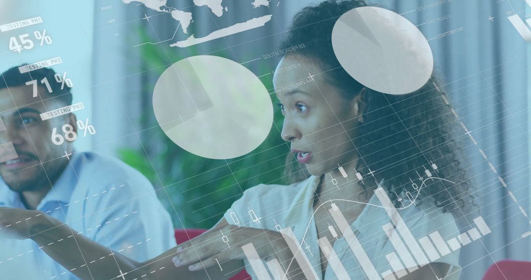 Business Meeting with Analytics and Graphs Overlay