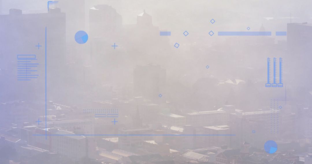 Futuristic Digital Overlay on Urban Skyline