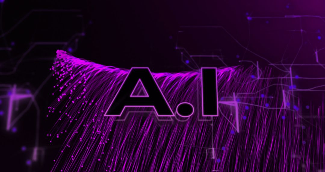 AI Text with Digital Particles in Futuristic Design