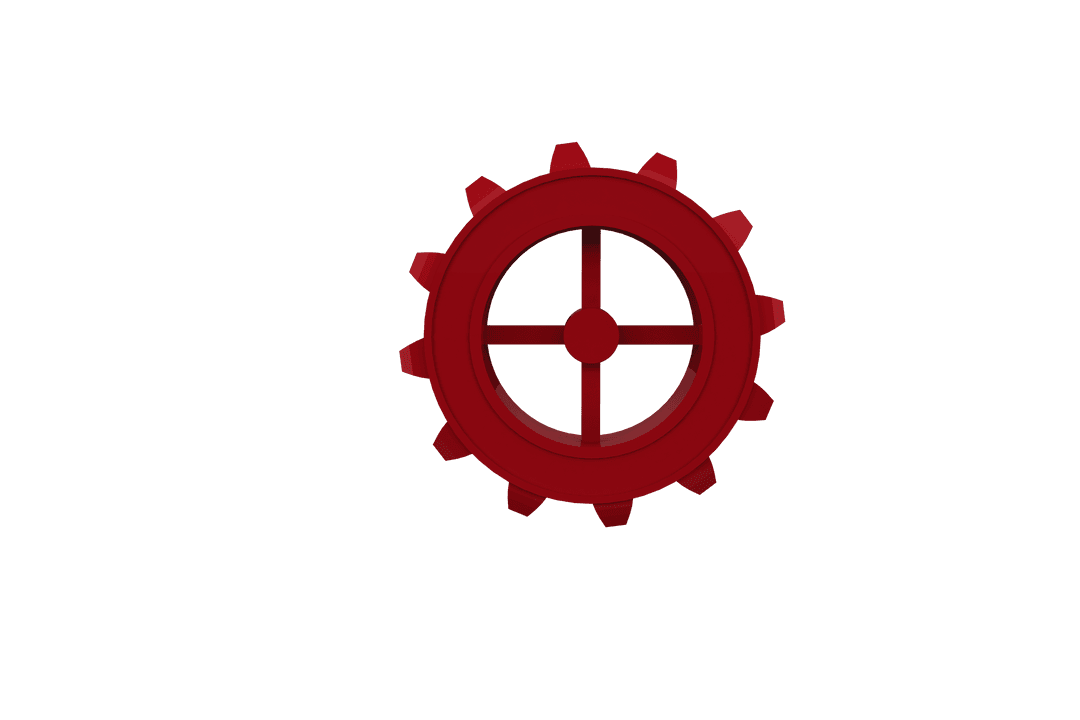 Red Transparent Gear Symbol Isolated on White