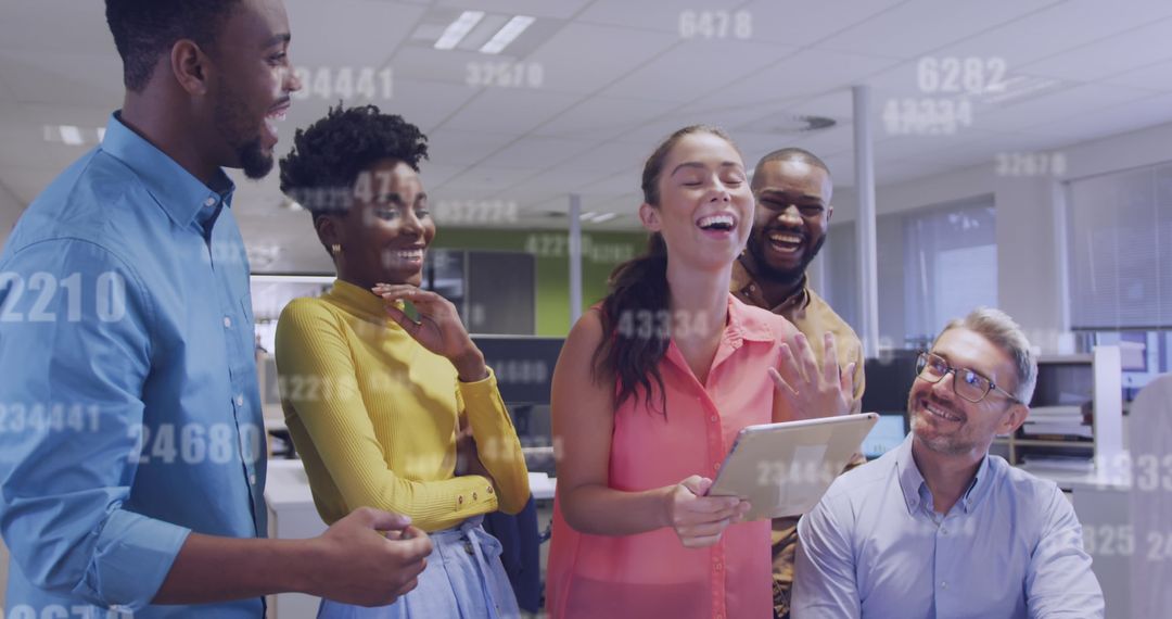 Diverse Team Collaborating on Data Project in Modern Office