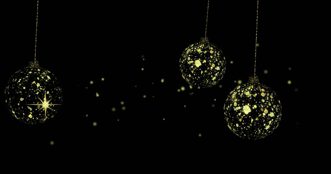 Glittering Golden Christmas Baubles on Black Background - Free Images, Stock Photos and Pictures on Pikwizard.com