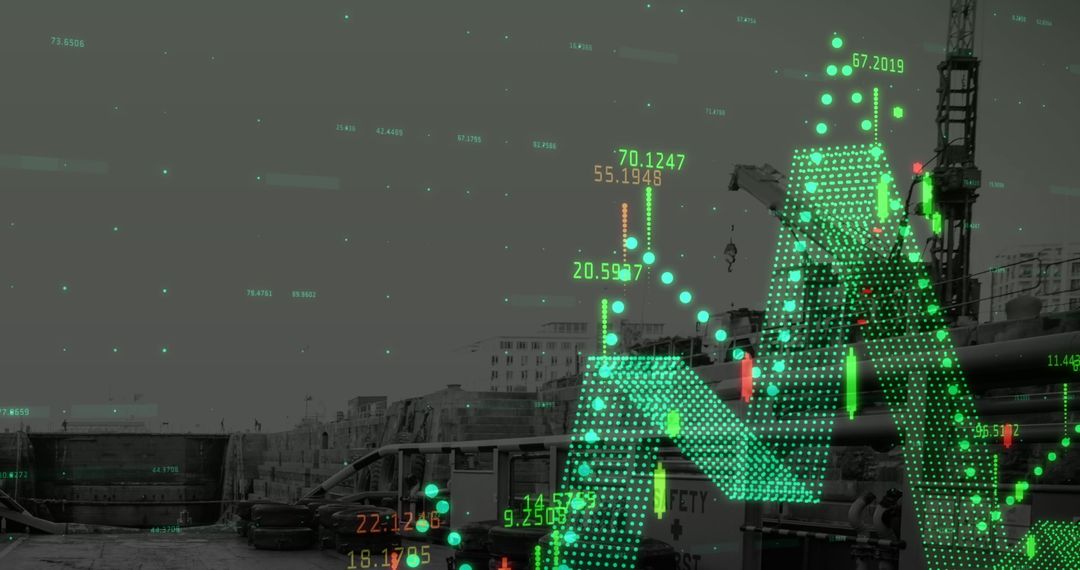 Financial Data Visualization on Urban Construction Backdrop