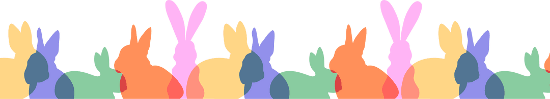 Pastel Rabbit Silhouette Border on Transparent Background