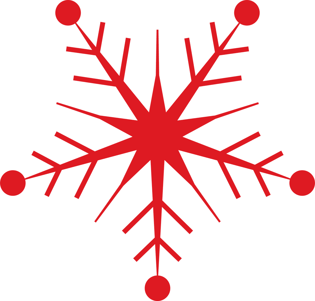Red Abstract Snowflake on Transparent Background