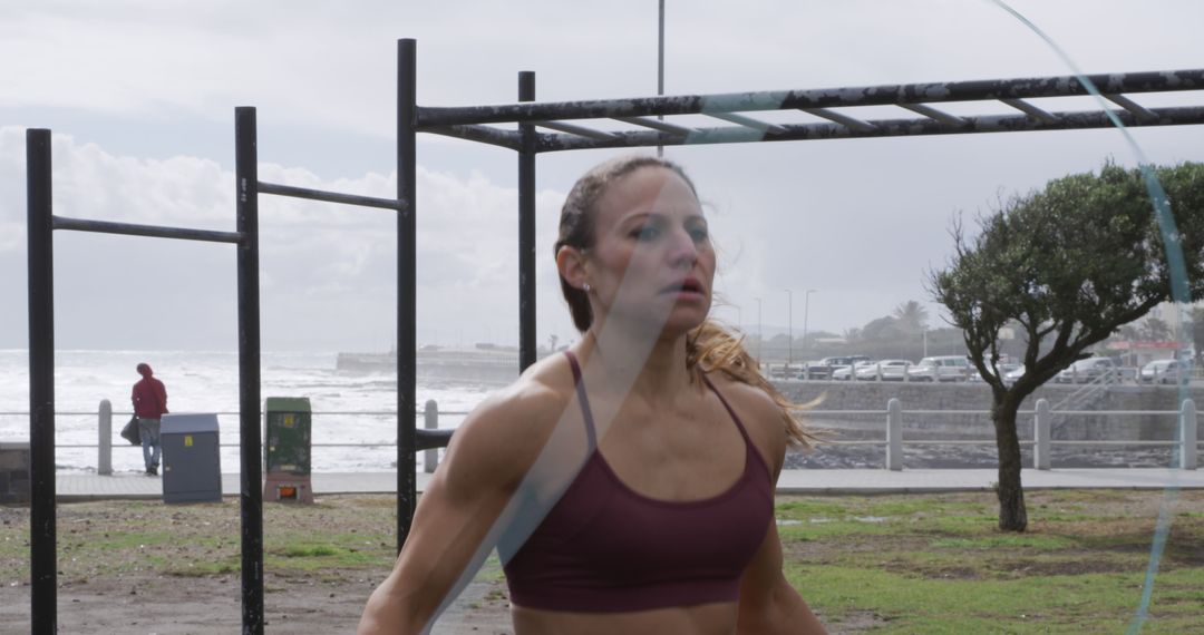 Determined Female Athlete Jumping Rope Outdoors - Free Images, Stock Photos and Pictures on Pikwizard.com