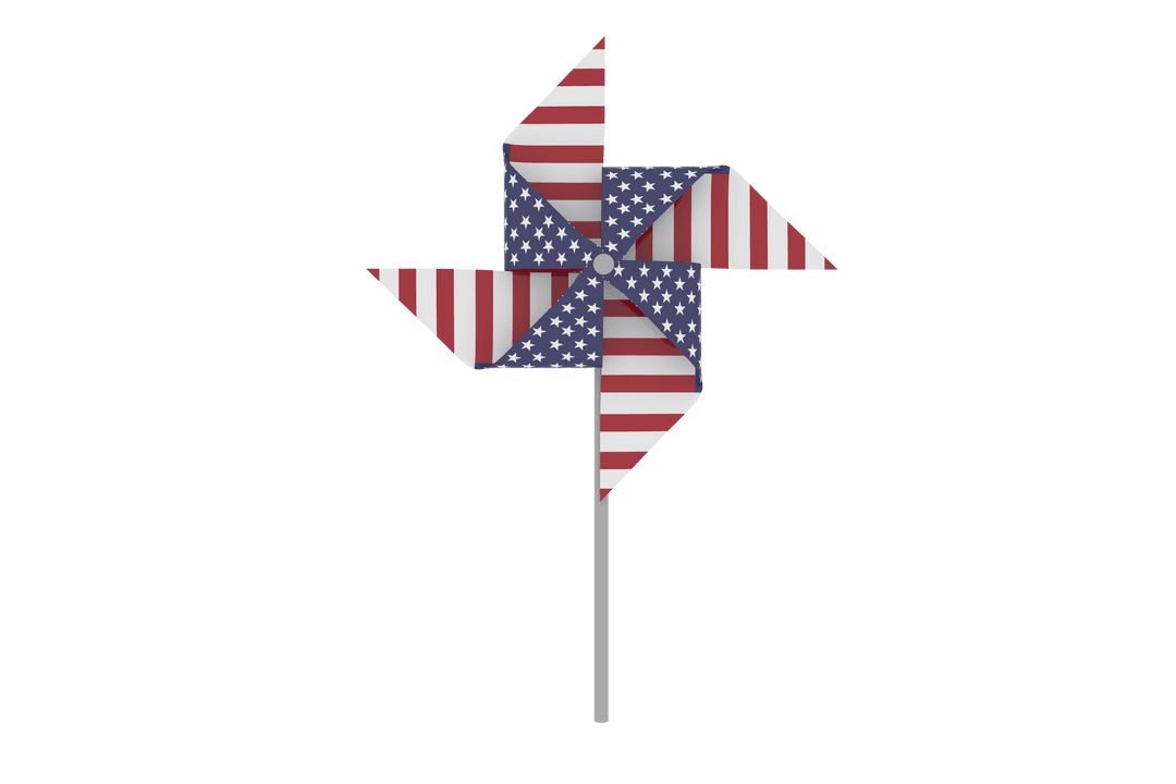 Transparent Patriotic Pinwheel with American Flag Pattern