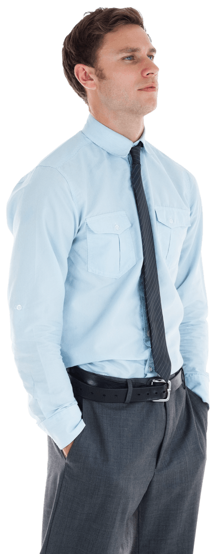 Serious Businessman Standing Posing in Transparent Background