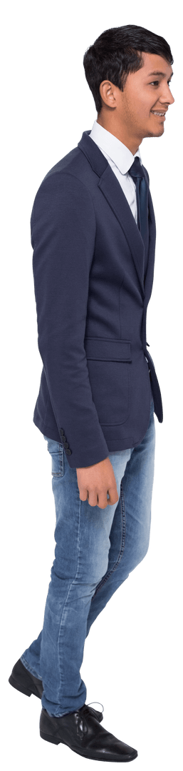 Happy Young Businessman in Smart Casual Attire on Transparent Background