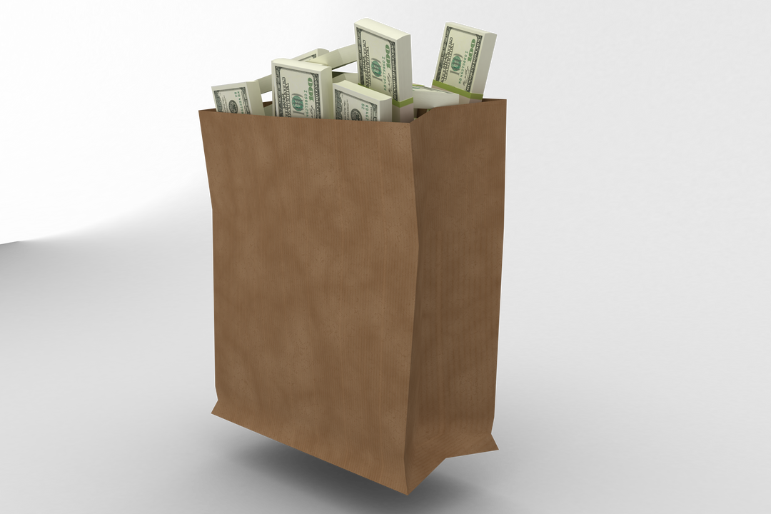 Brown Paper Bag Filled with Money Illustration on Transparent Background - Download Free Stock Images Pikwizard.com