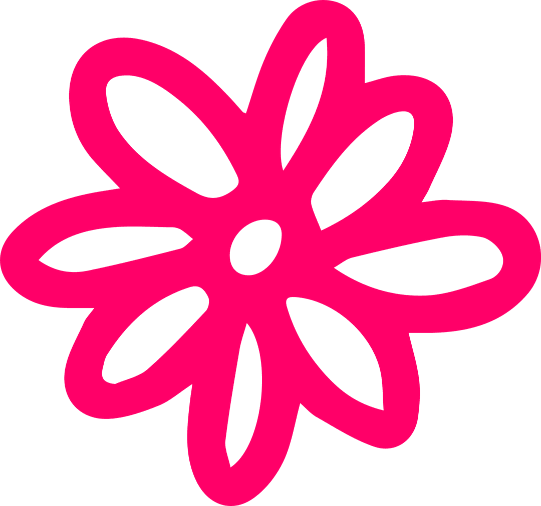 Minimalist Pink Floral Doodle on Transparent Background