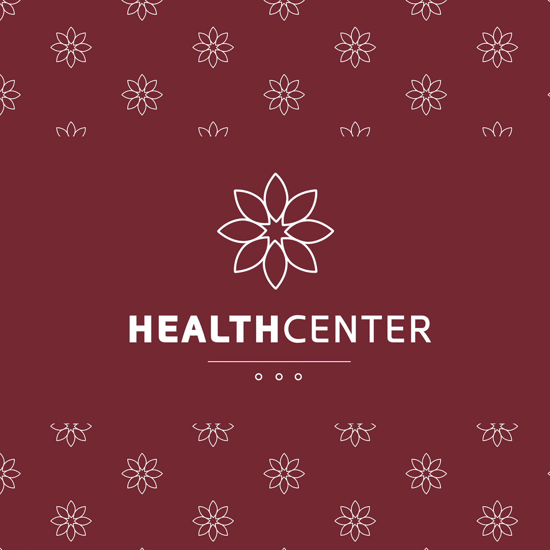 Health Center Logo with Flower Element on Transparent Background