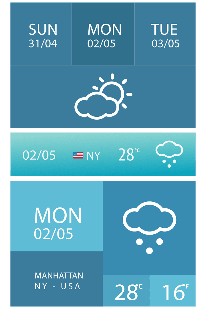 Transparent Digital Weather Forecast Interface Displays