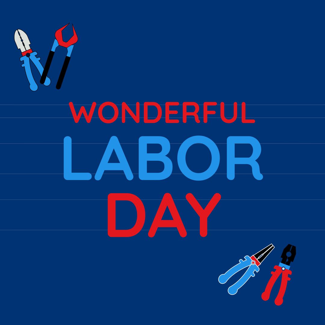 Wonderful Labor Day Celebration with Tools on Blue Background - Download Free Stock Templates Pikwizard.com