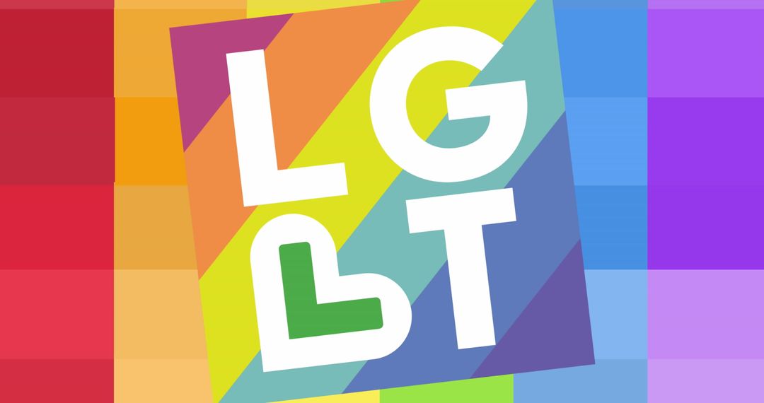 LGBT Text Over Vibrant Rainbow Background Design