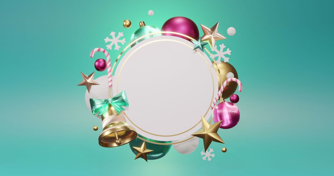 Festive Circular Frame with Christmas Ornaments