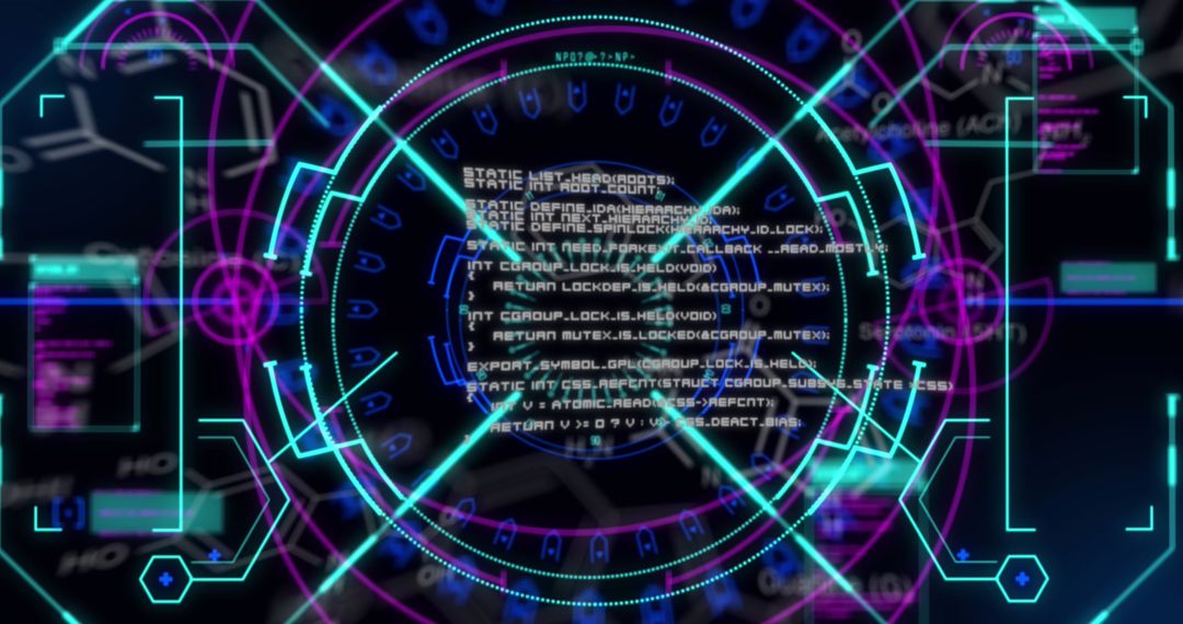 Futuristic Digital Interface with Code and Scanning Scope