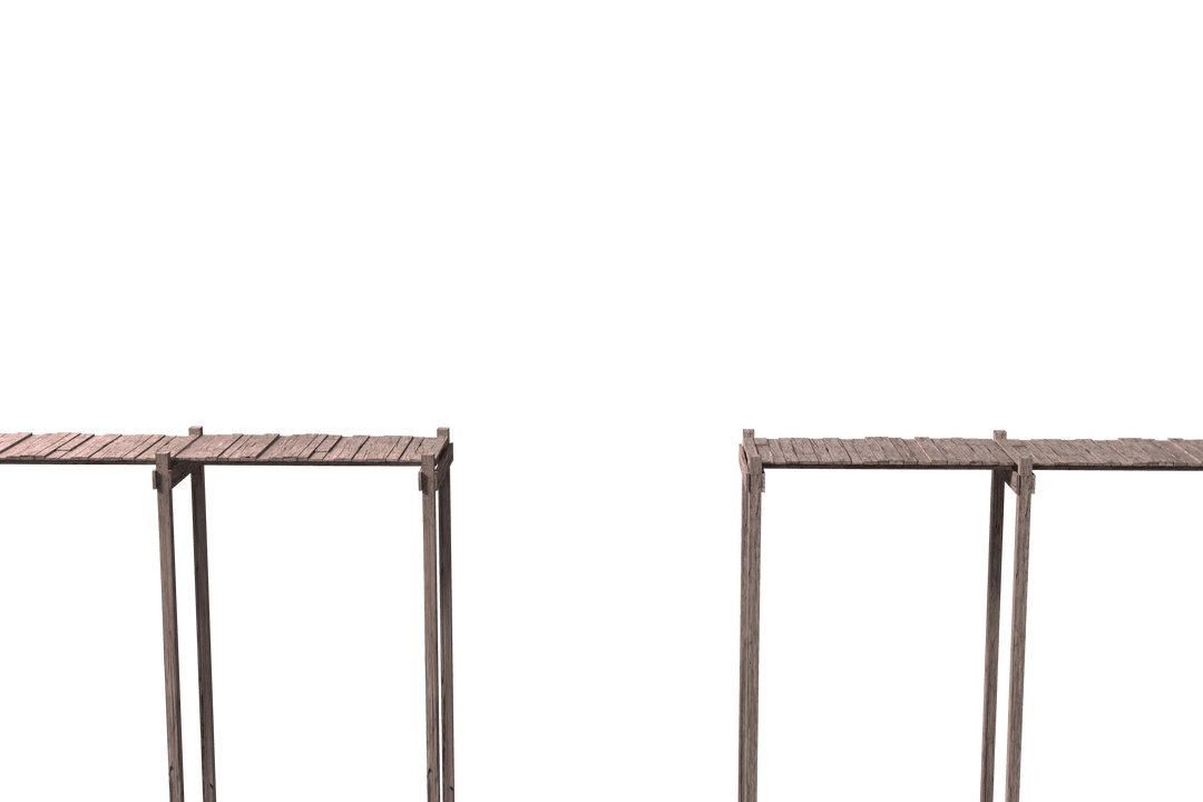 Wooden Piers on Transparent Background for Construction and Direction Concepts