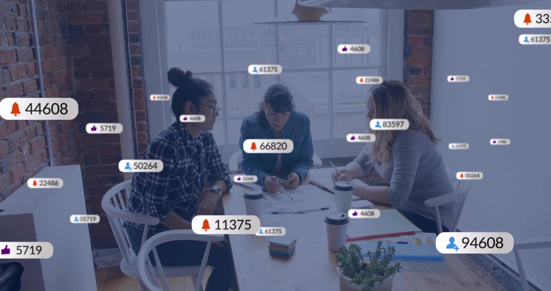 Team Collaboration with Digital Notifications in Modern Loft Workspace