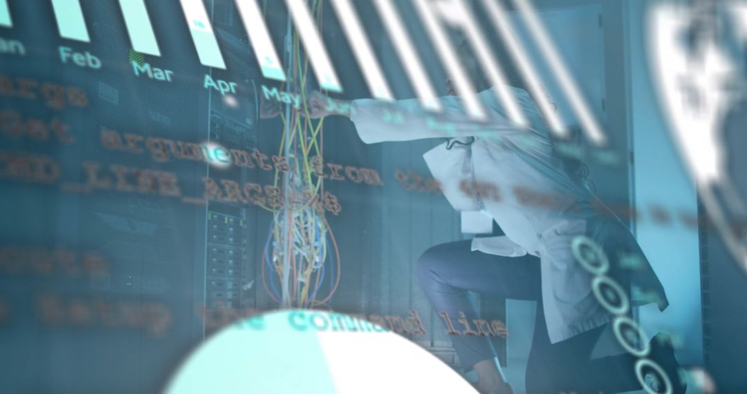 Data Visualization Overlaying Technician Fixing Server