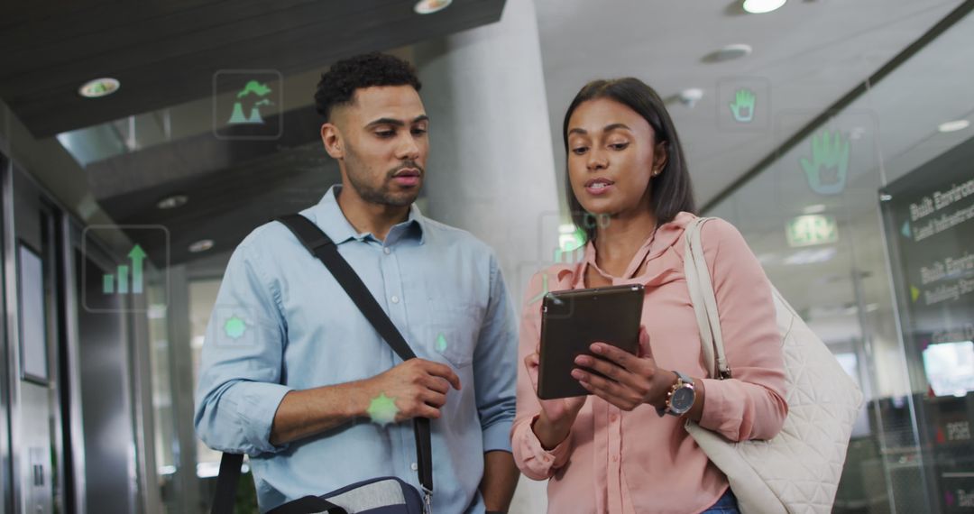 Team Collaboration on Digital Reports with Futuristic Elements