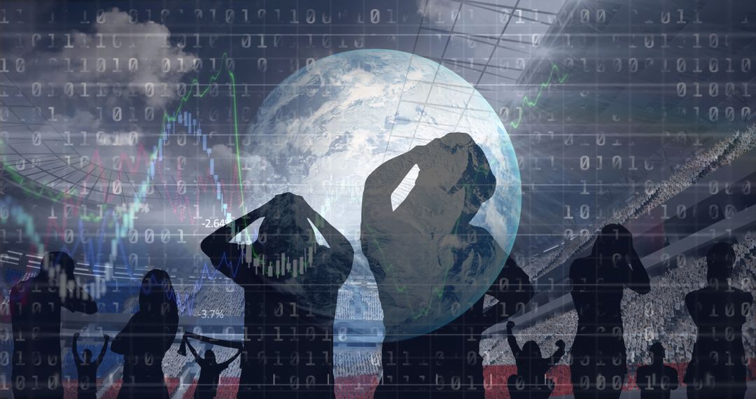 Global Technology and Sports Fans with Data Overlay