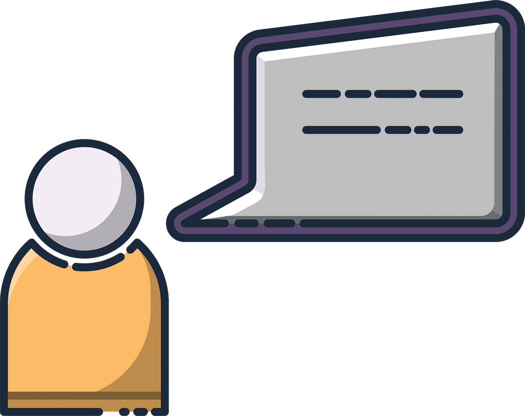 Illustration of Person Icon with Chat Speech Bubble Transparent Background