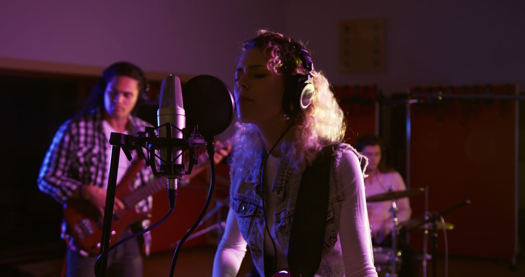 Diverse Band Recording in Studio with Passion and Energy