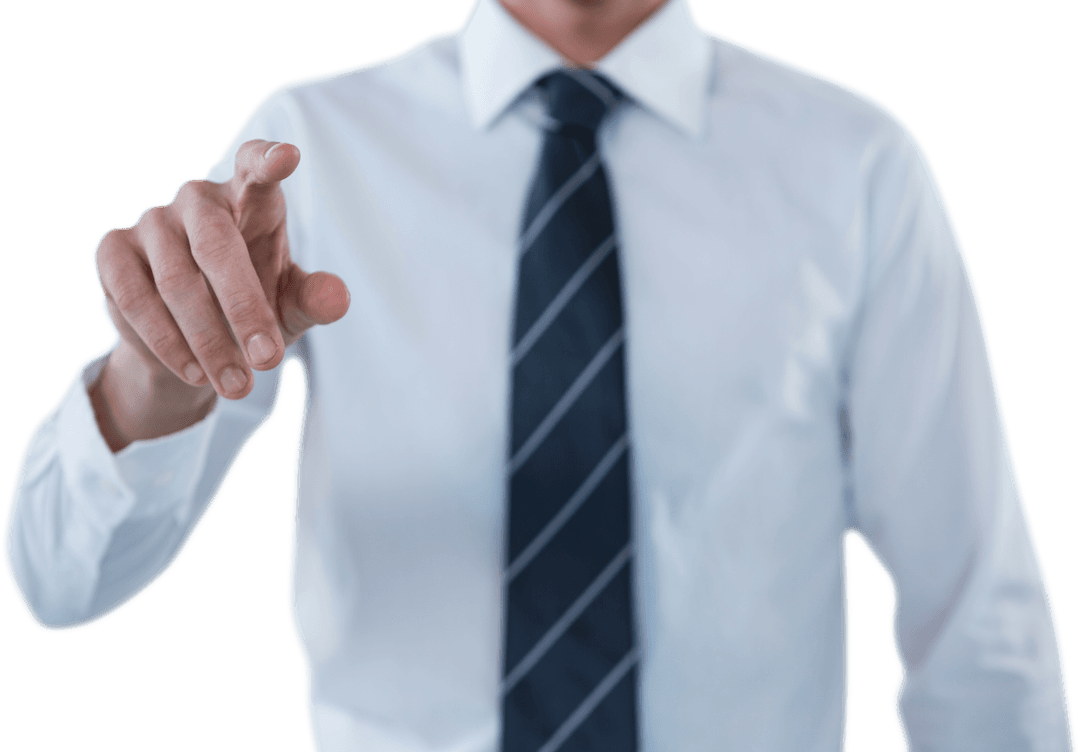 Businessman Touching Transparent Interface in Formal Attire